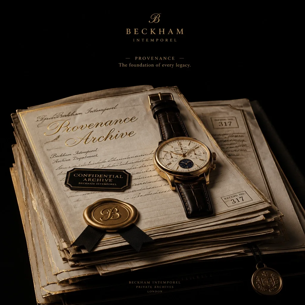 A close view of archive documentation supporting a watch’s provenance